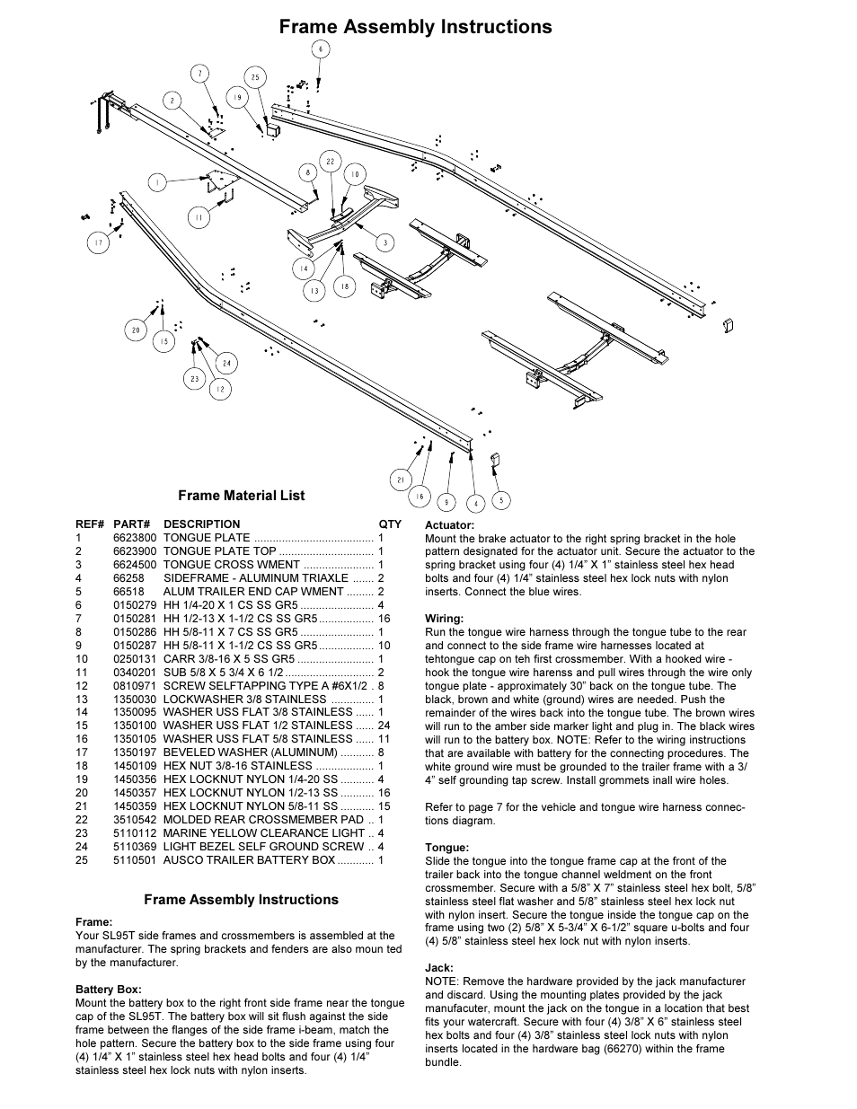 Frame assembly instructions | ShoreLand'r SL150T User Manual | Page 2 / 8