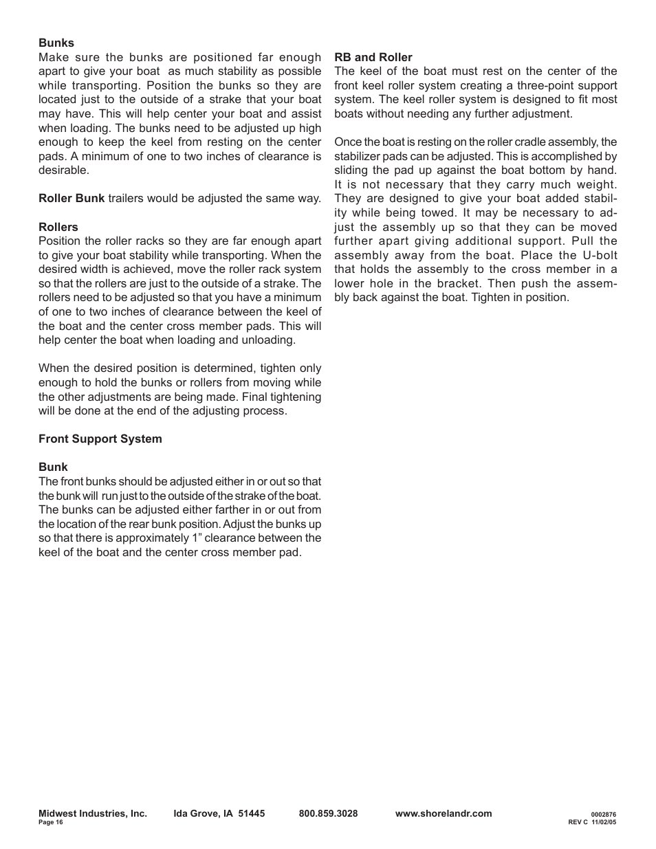 ShoreLand'r SL150TAL User Manual | Page 16 / 16