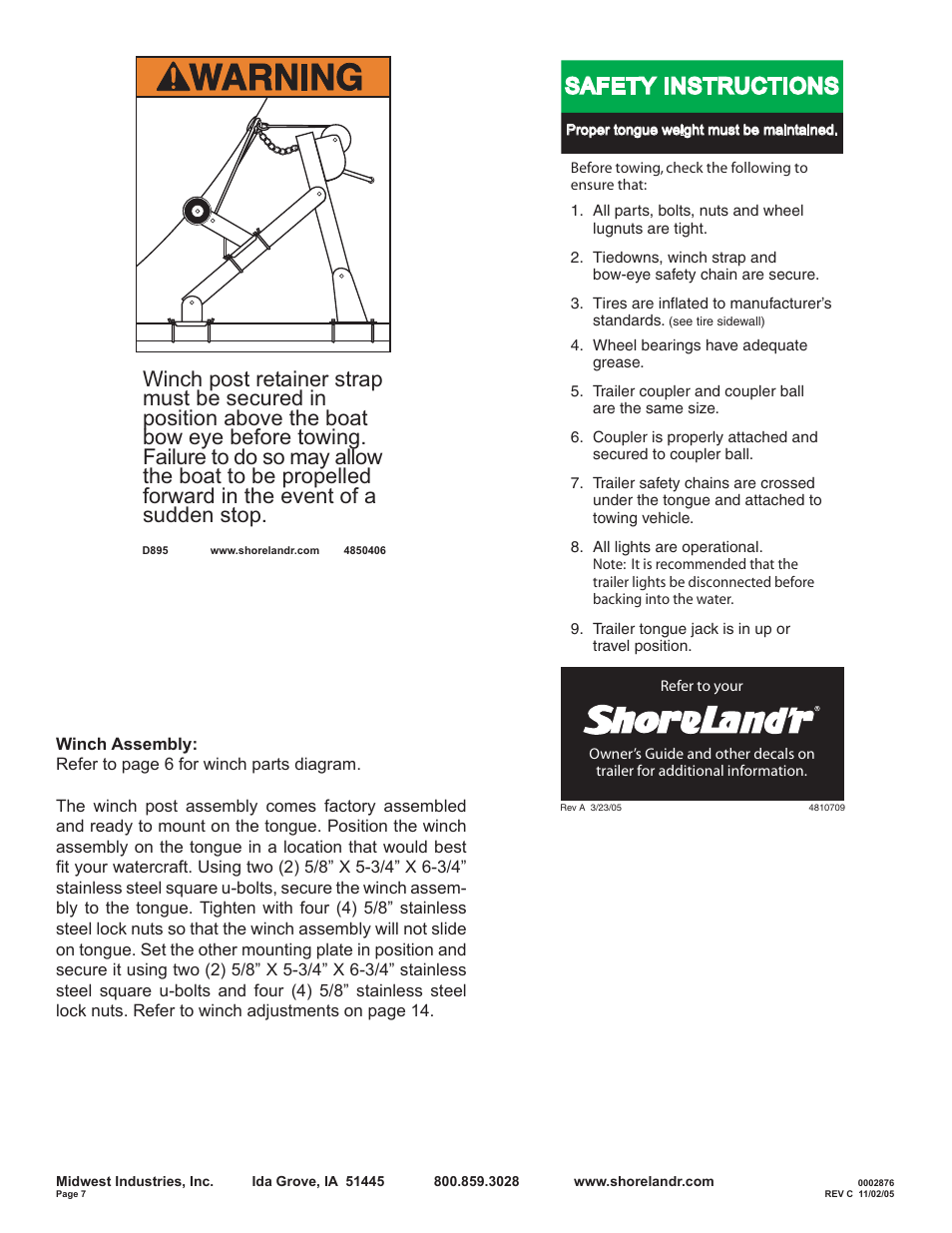 Safety instructions | ShoreLand'r SL150TAL User Manual | Page 7 / 16