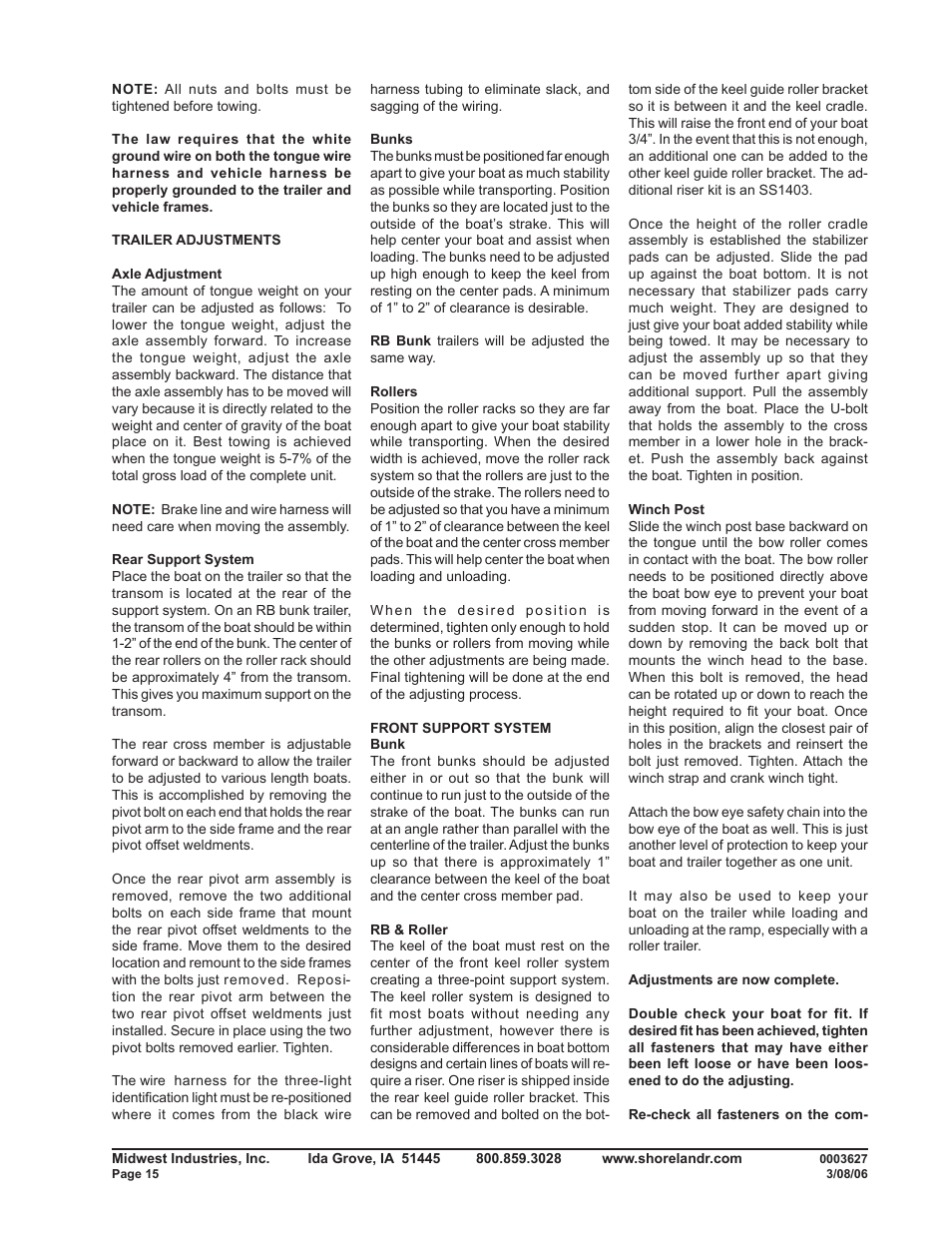 ShoreLand'r SL30BAL User Manual | Page 15 / 16