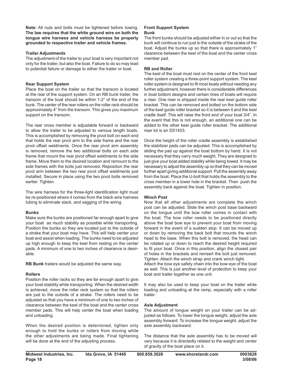 ShoreLand'r SL40TBAL User Manual | Page 18 / 20