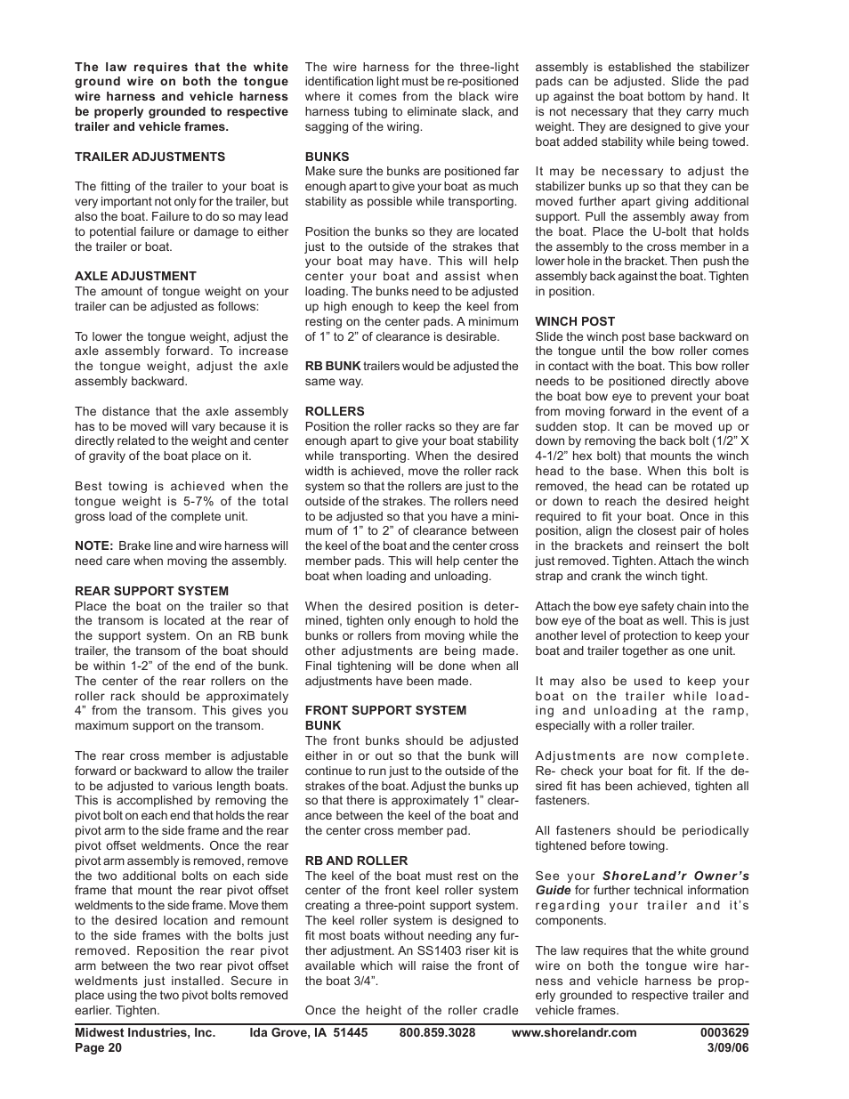 ShoreLand'r SL46TBAL User Manual | Page 20 / 20