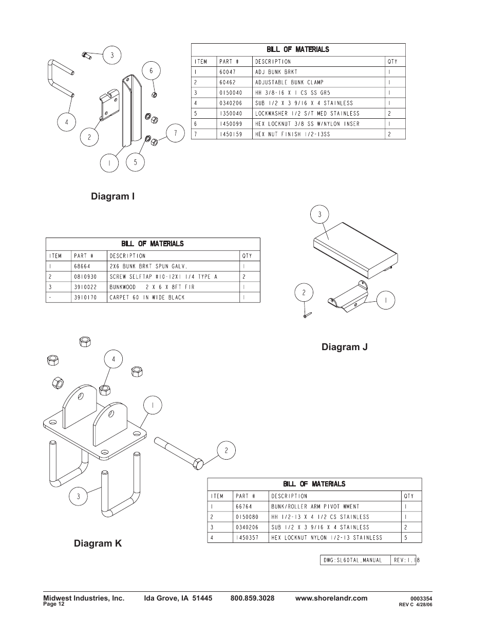 Diagram i diagram j diagram k | ShoreLand'r SL60TAL V.1 User Manual | Page 12 / 20