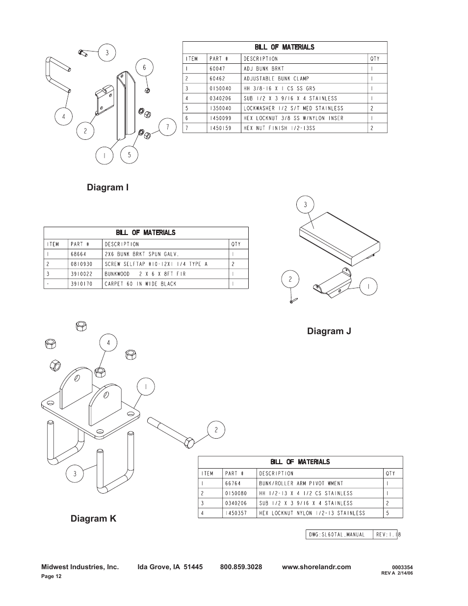 Diagram i diagram j diagram k | ShoreLand'r SL60TAL V.2 User Manual | Page 12 / 20