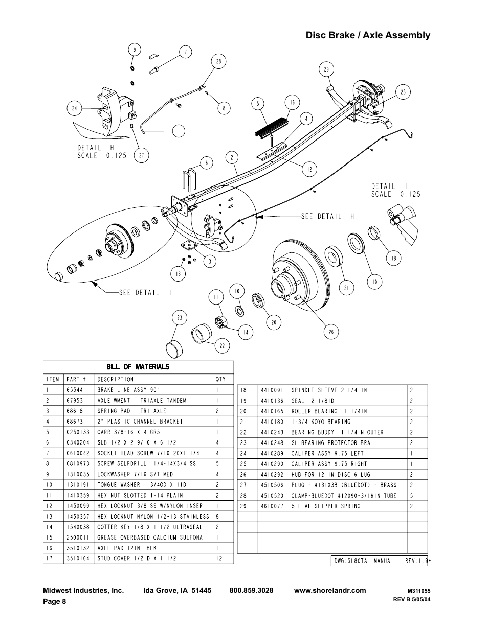 Disc brake / axle assembly | ShoreLand'r SL80TAL User Manual | Page 8 / 16