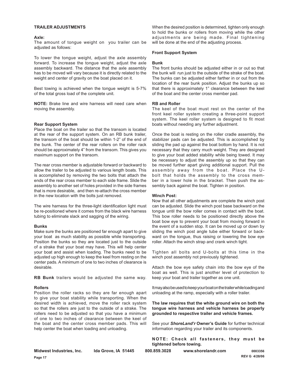 ShoreLand'r SL82TAL User Manual | Page 17 / 18