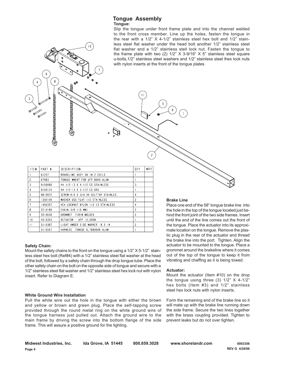 Tongue assembly | ShoreLand'r SL82TAL User Manual | Page 4 / 18
