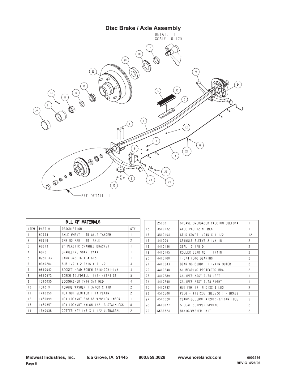 Disc brake / axle assembly | ShoreLand'r SL82TAL User Manual | Page 8 / 18