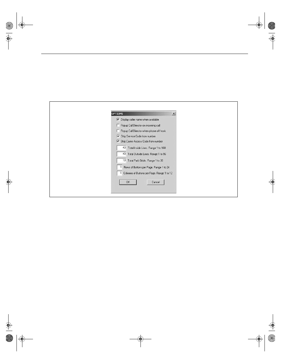 Configuration and setup, Figure 5-4. options configuration | Cadence Telephony User Manual | Page 109 / 166