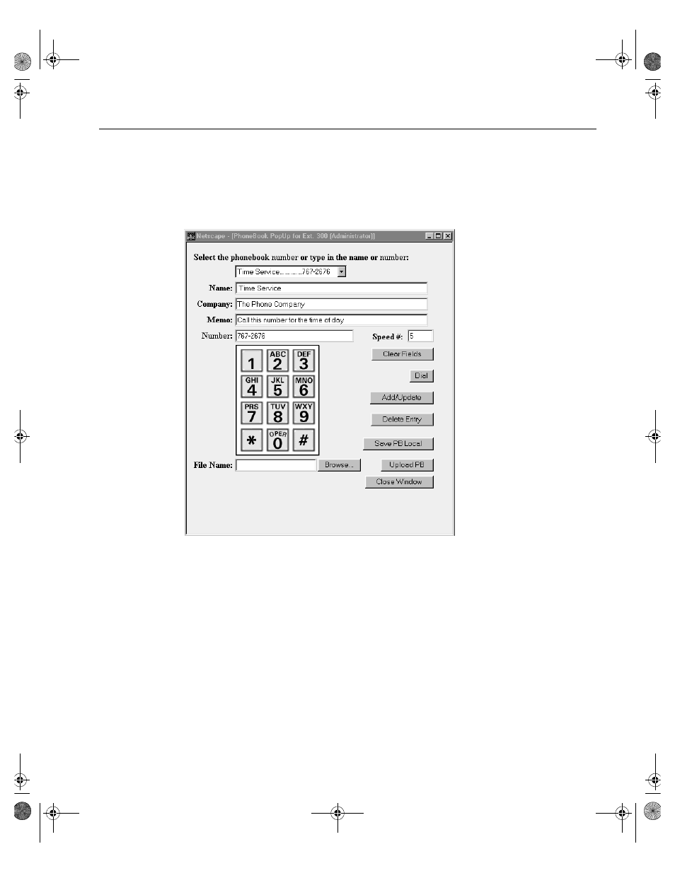 Using the phone book page | Cadence Telephony User Manual | Page 133 / 166
