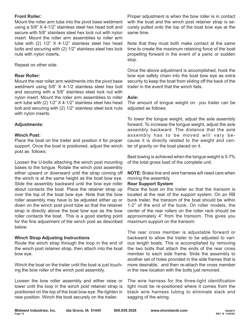 ShoreLand'r SLB95TAL User Manual | Page 15 / 16