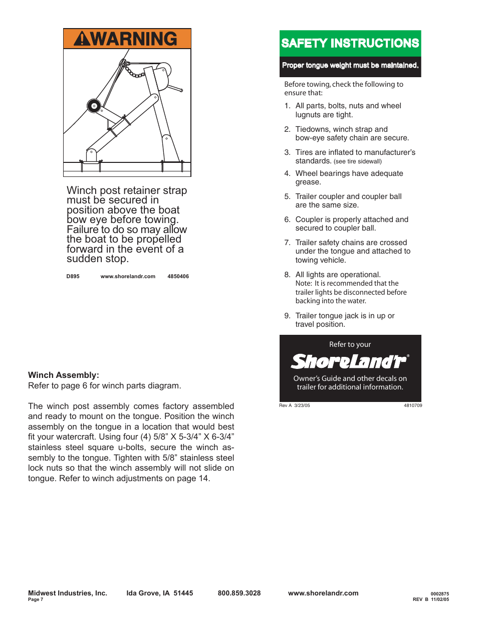 Safety instructions | ShoreLand'r SLB95TAL User Manual | Page 7 / 16