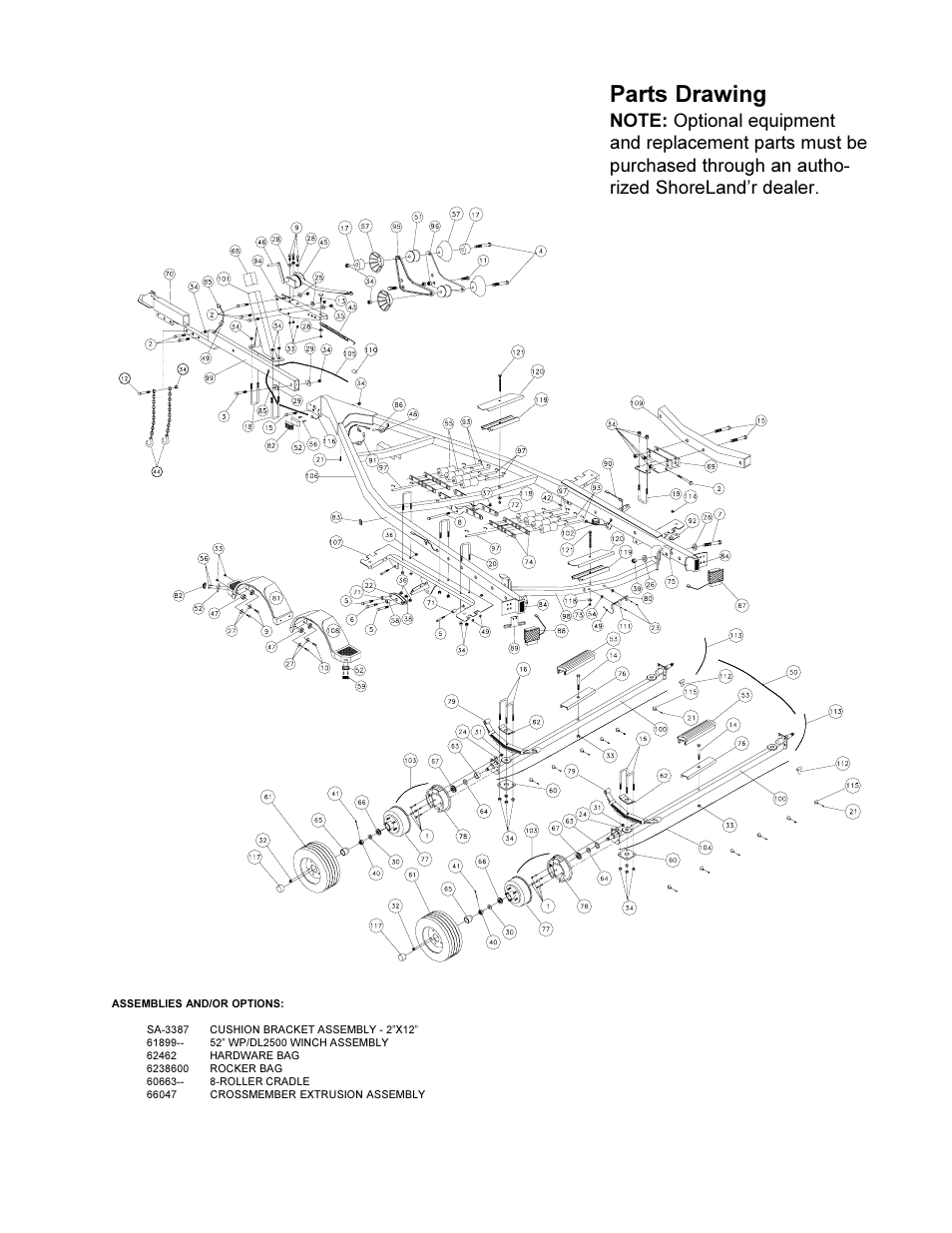 Parts drawing | ShoreLand'r SLBR58TBB User Manual | Page 3 / 4