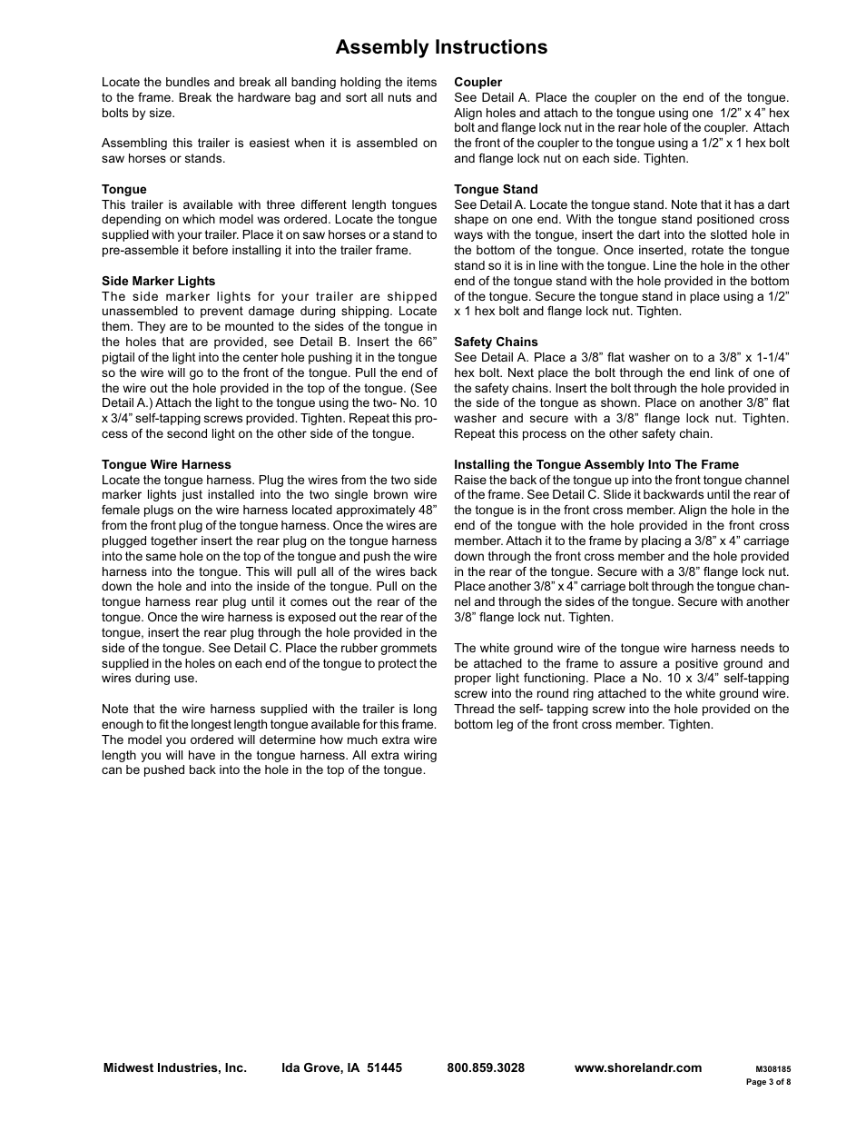 Assembly instructions | ShoreLand'r SLB10 V.3 User Manual | Page 3 / 8