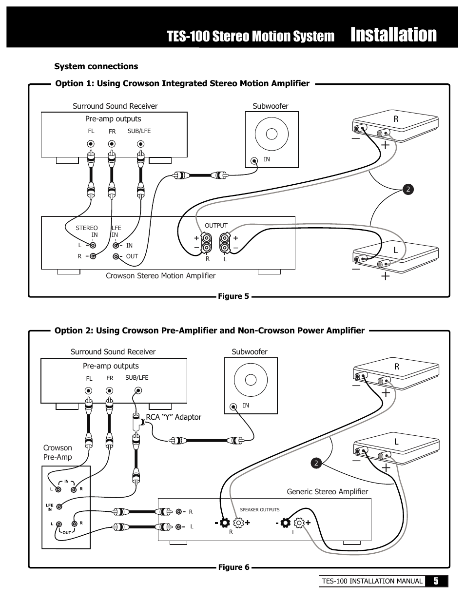 Installation, Tes-100 stereo motion system | Crowson Technology Tactile Motion Effects System T100SCI User Manual | Page 5 / 12