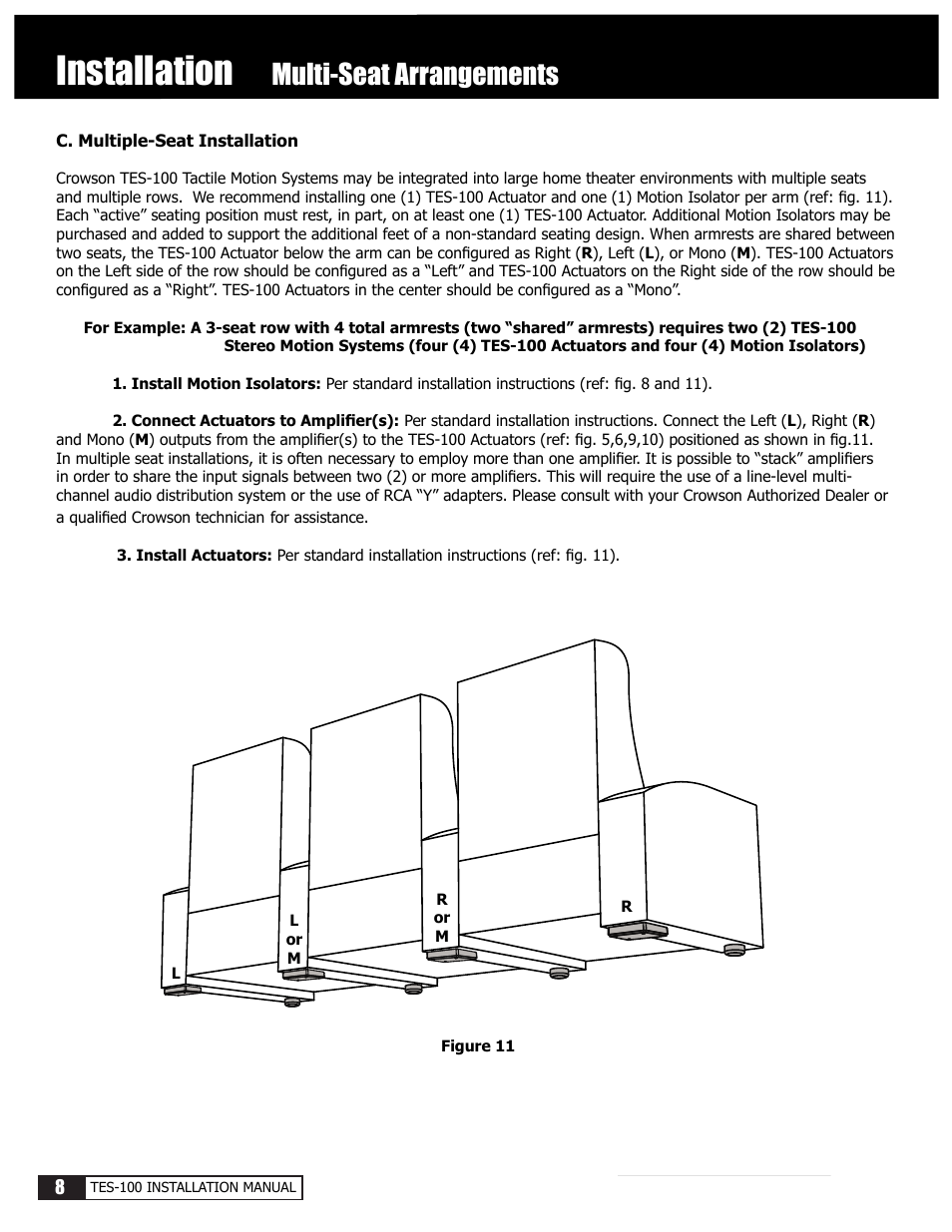Installation, Multi-seat arrangements | Crowson Technology Tactile Motion Effects System T100SCI User Manual | Page 8 / 12
