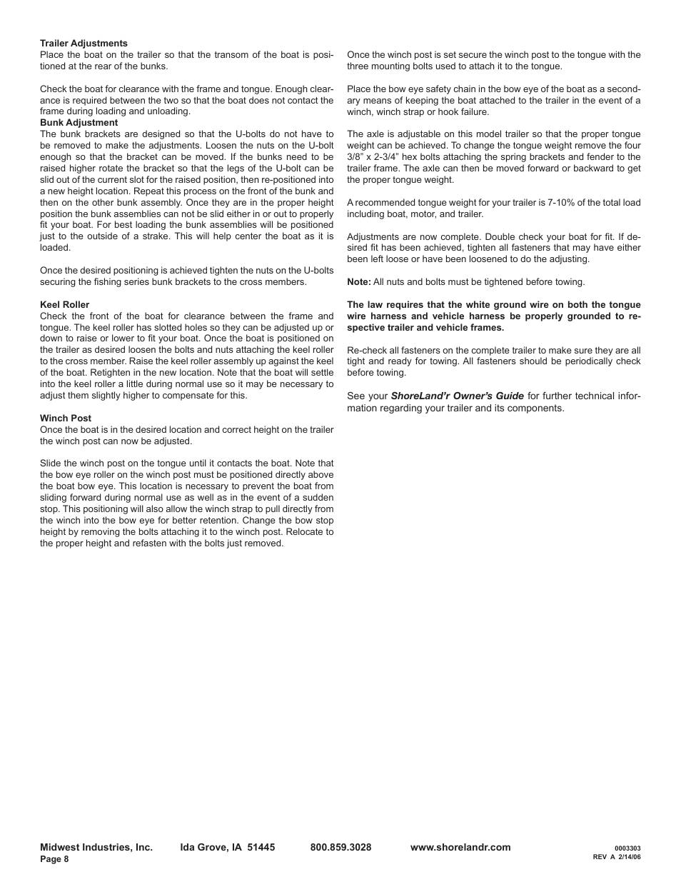 ShoreLand'r SLB12 User Manual | Page 8 / 8