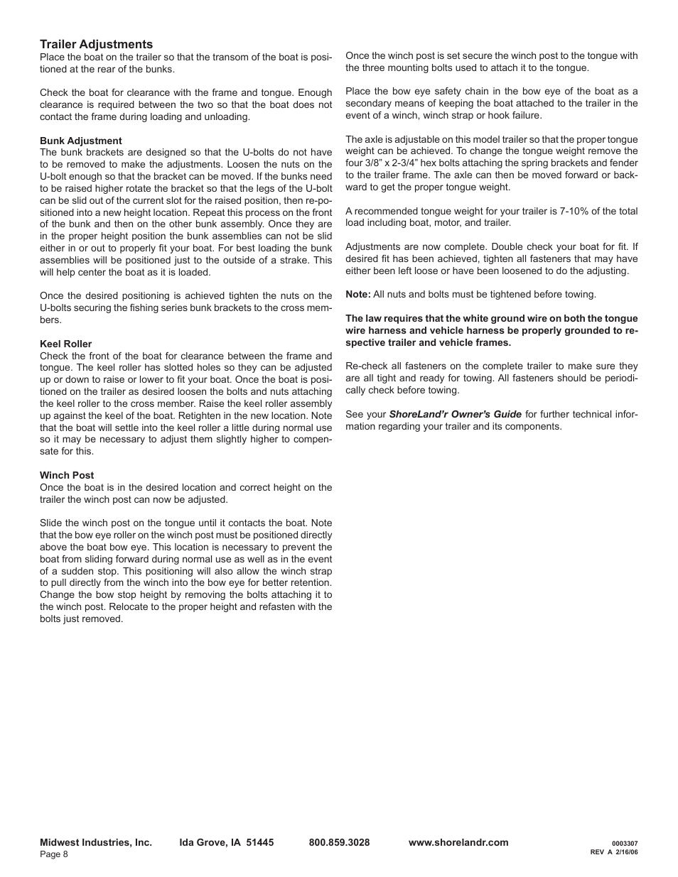 ShoreLand'r SLB14A User Manual | Page 8 / 8