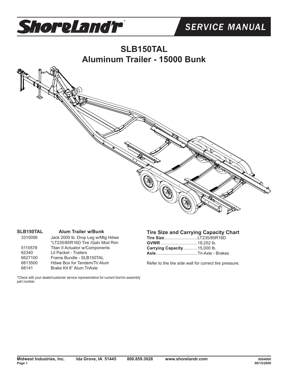 ShoreLand'r SLB150TAL User Manual | 16 pages