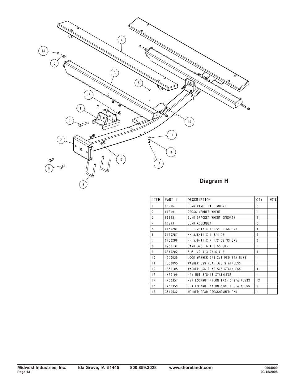 Diagram h | ShoreLand'r SLB150TAL User Manual | Page 13 / 16