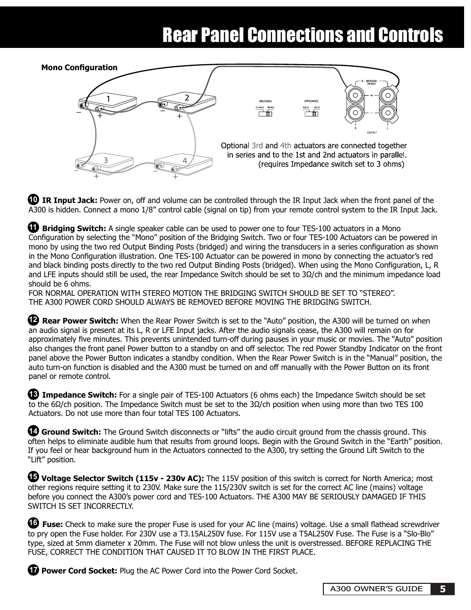 Rear panel connections and controls | Crowson Technology A300 User Manual | Page 5 / 8