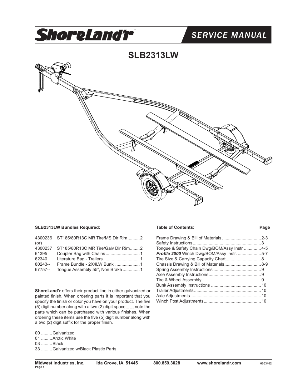 ShoreLand'r SLB2313LW User Manual | 10 pages