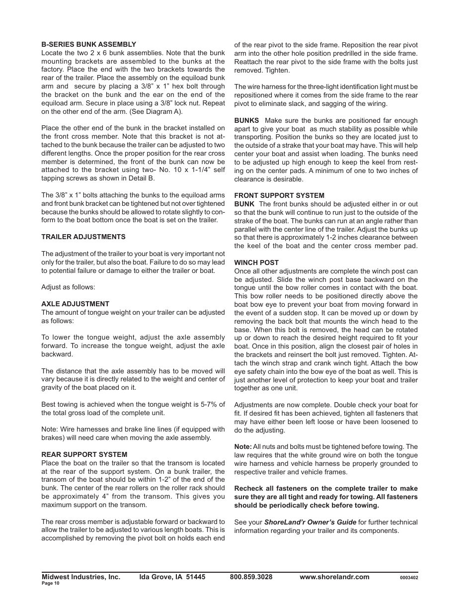 ShoreLand'r SLB2313LW User Manual | Page 10 / 10