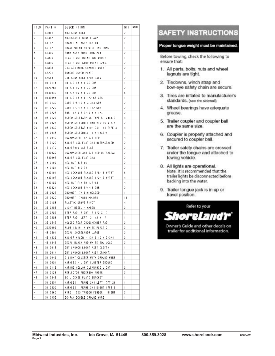 ShoreLand'r SLB2313LW User Manual | Page 3 / 10