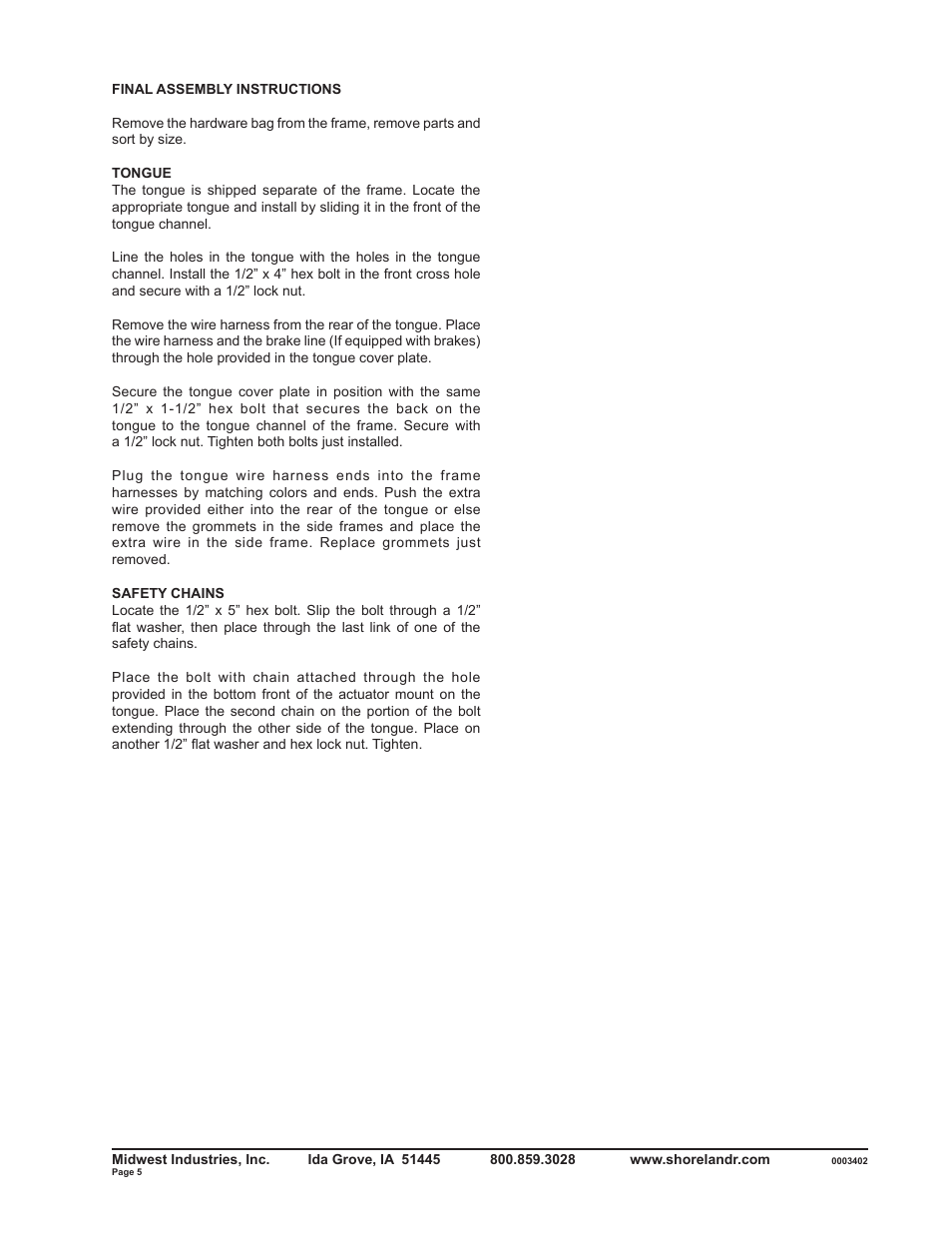 ShoreLand'r SLB2313LW User Manual | Page 5 / 10