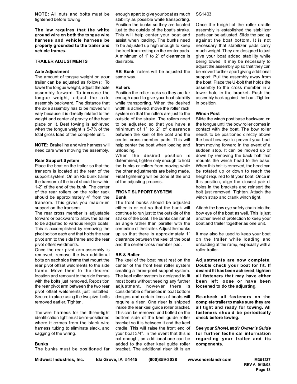 ShoreLand'r SL30BAL User Manual | Page 13 / 14
