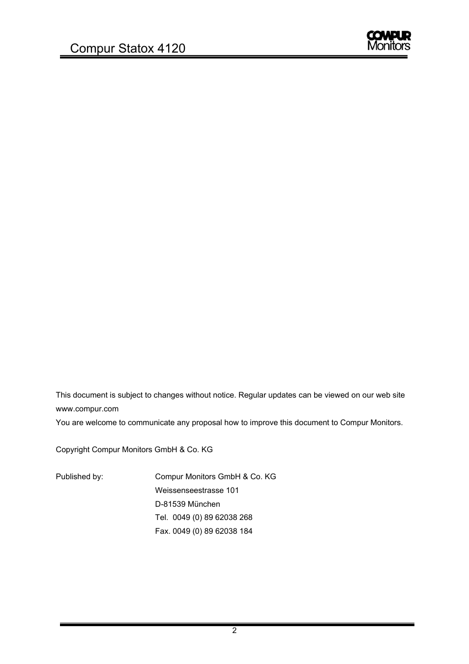 Compur statox 4120 | Compur STATOX 4120 User Manual | Page 2 / 34