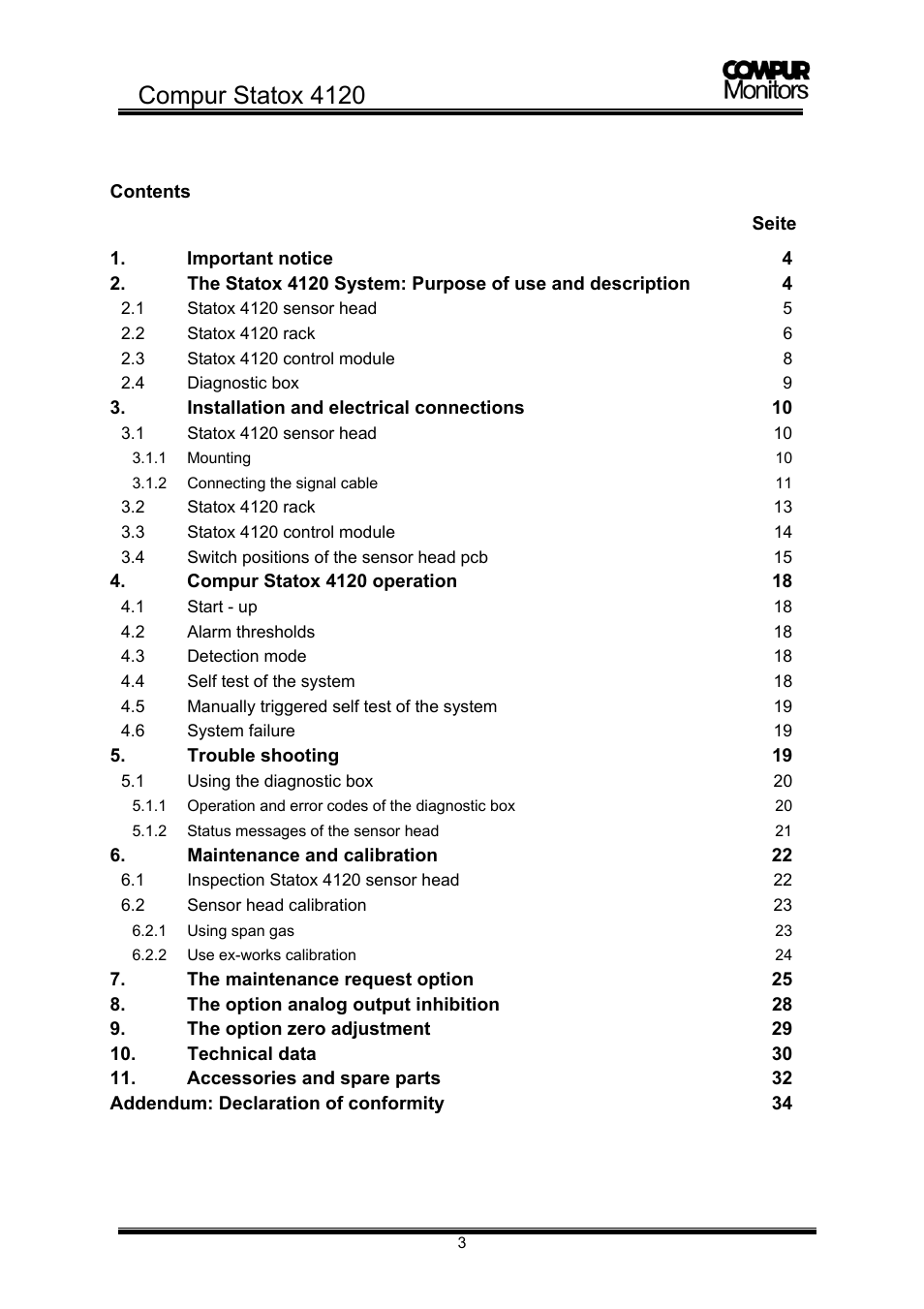 Compur statox 4120 | Compur STATOX 4120 User Manual | Page 3 / 34