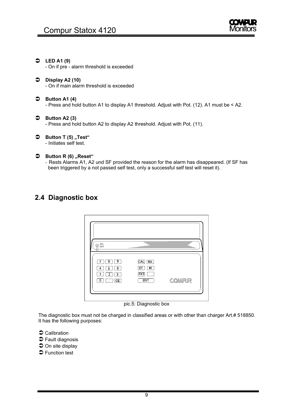 Compur statox 4120, 4 diagnostic box | Compur STATOX 4120 User Manual | Page 9 / 34