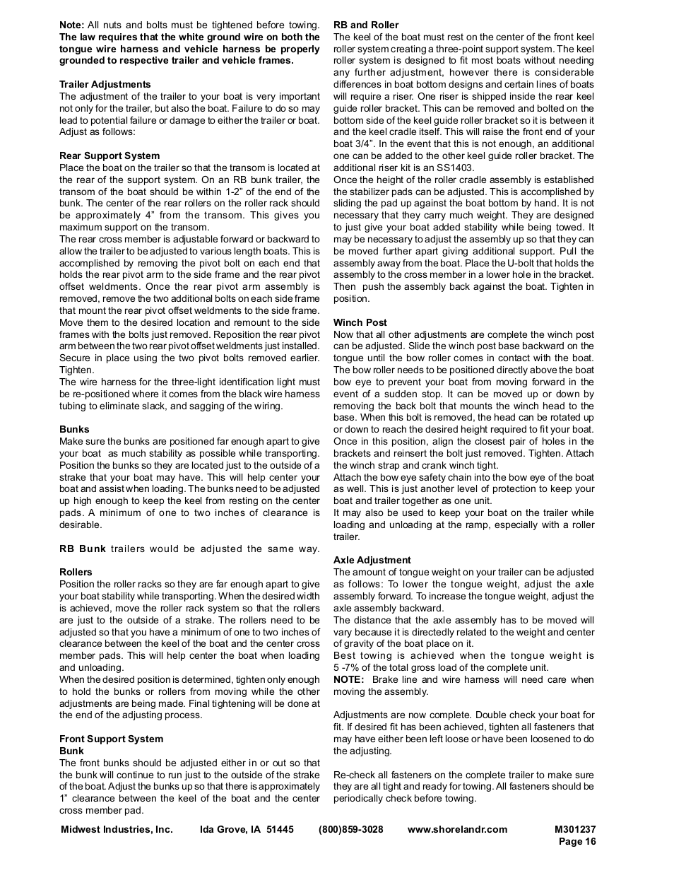 ShoreLand'r SL40TBAL User Manual | Page 16 / 16