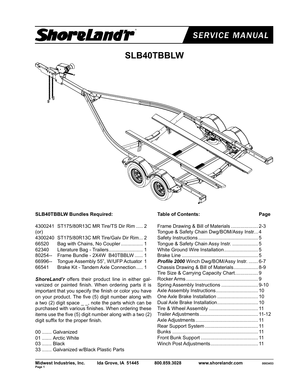 ShoreLand'r SLB40TBBLW User Manual | 12 pages