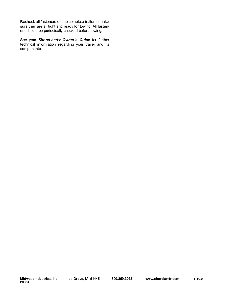 ShoreLand'r SLB40TBBLW User Manual | Page 12 / 12