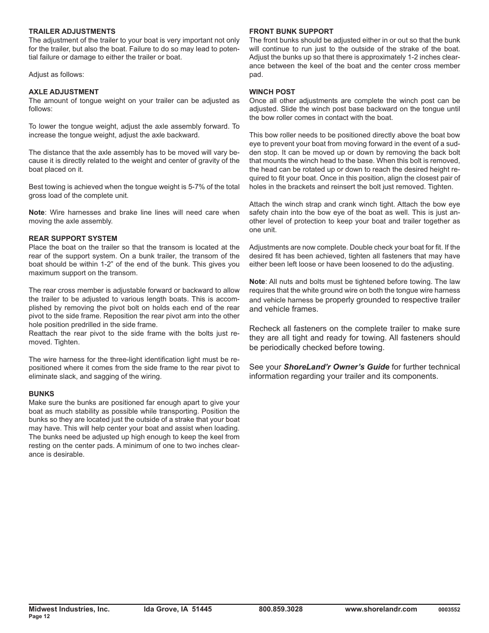 ShoreLand'r SLB46TABL User Manual | Page 12 / 12