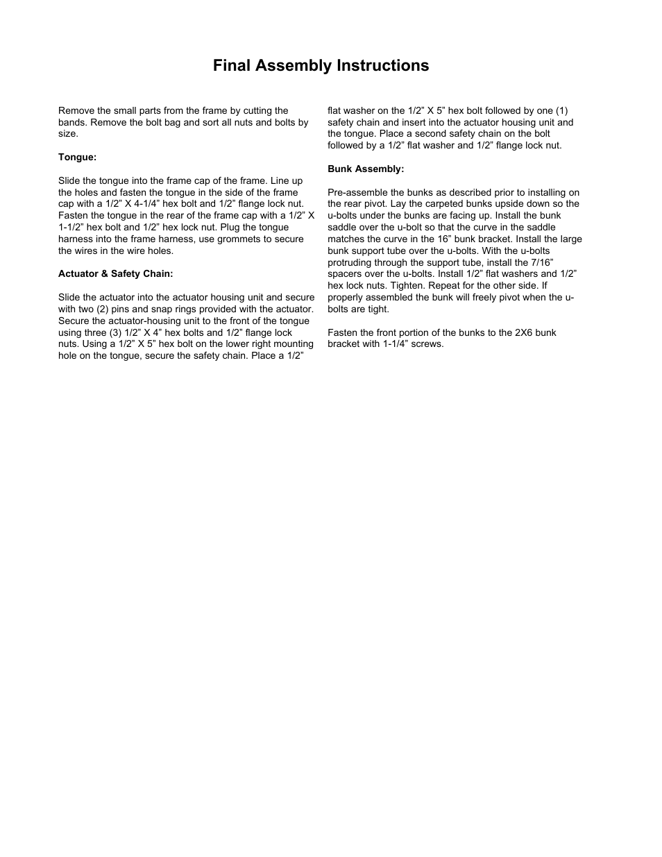 Final assembly instructions | ShoreLand'r SLB46TB User Manual | Page 4 / 8
