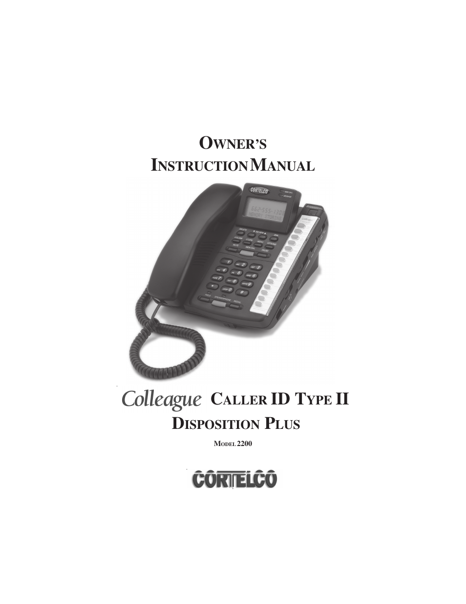Cortelco DISPOSITION PLUS 2200 User Manual | 26 pages