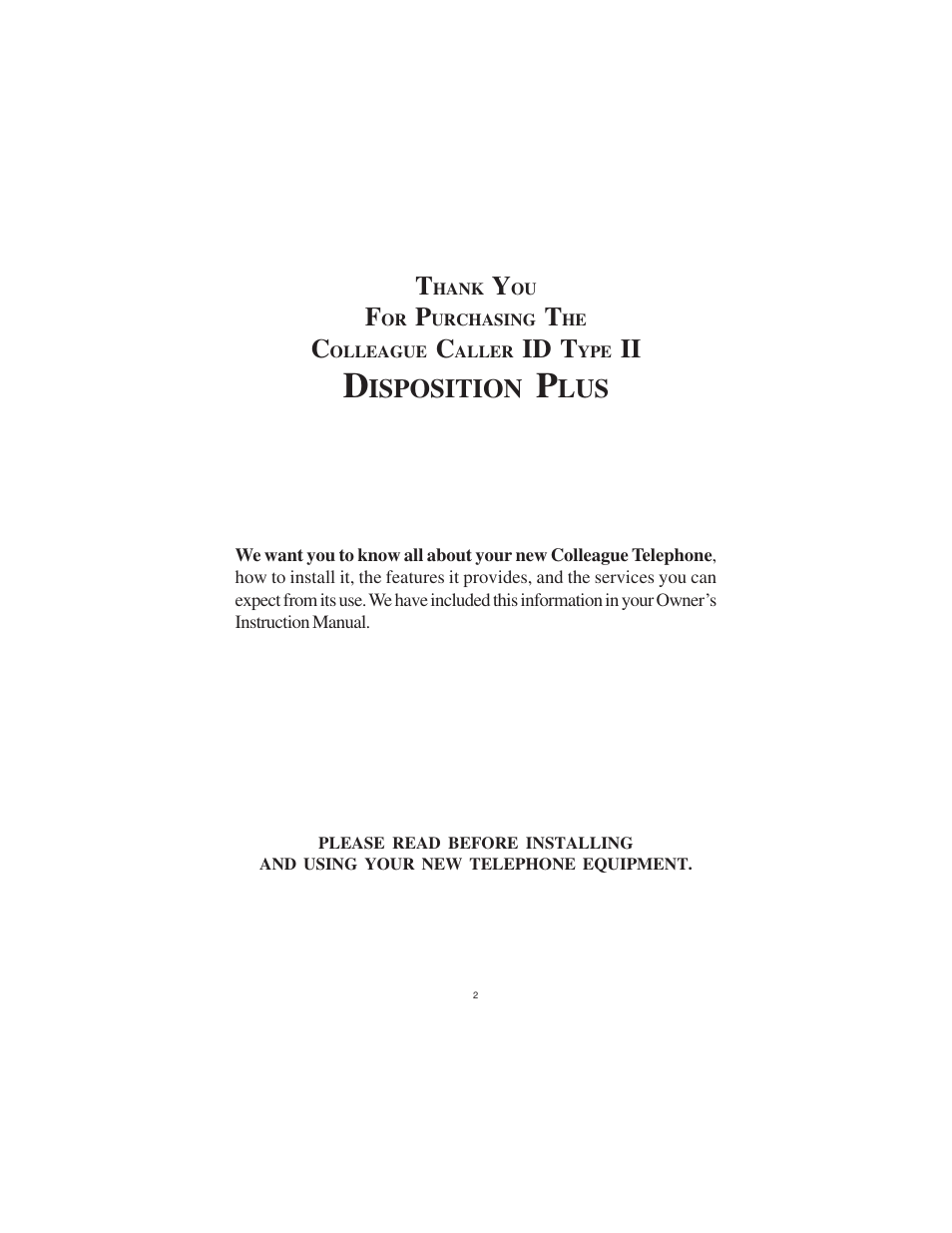 Id t, Isposition | Cortelco DISPOSITION PLUS 2200 User Manual | Page 2 / 26