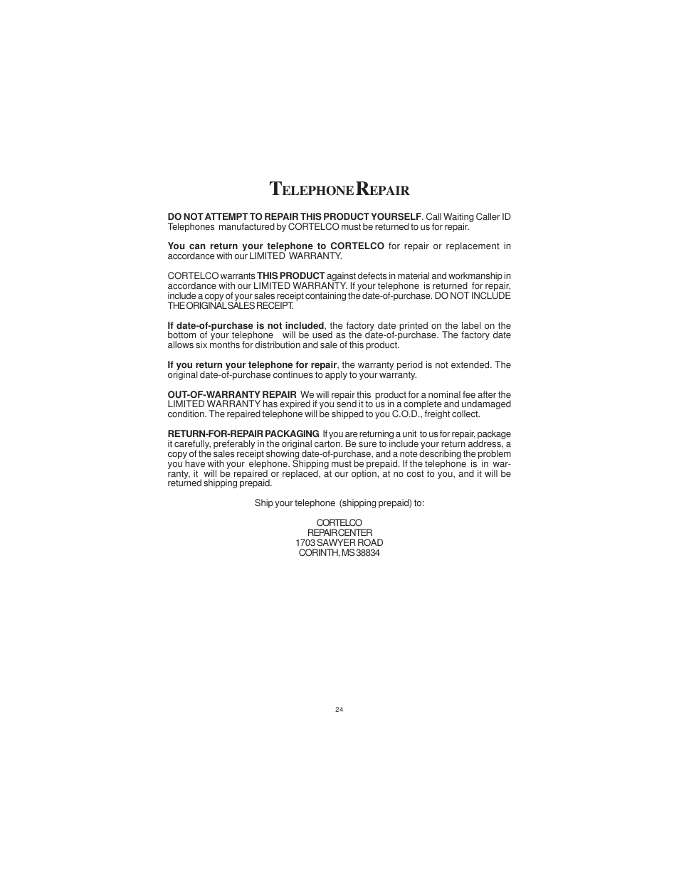 Cortelco DISPOSITION PLUS 2200 User Manual | Page 24 / 26
