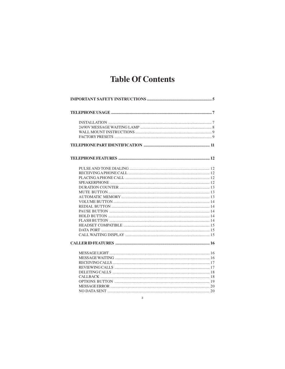 Cortelco DISPOSITION PLUS 2200 User Manual | Page 3 / 26