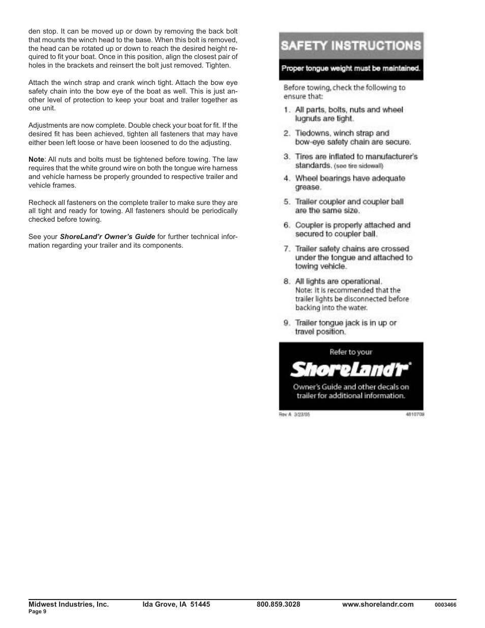 ShoreLand'r SLB46TBBS V.1 User Manual | Page 9 / 10