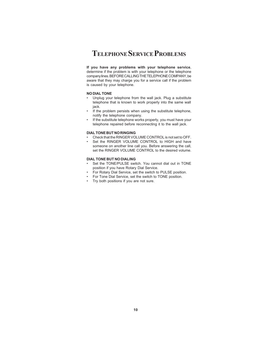 Elephone, Ervice, Roblems | Cortelco CENTURION User Manual | Page 12 / 16