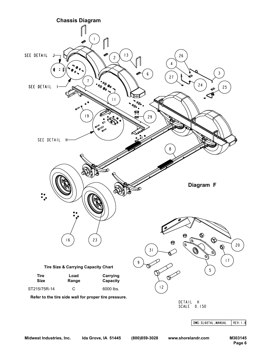 Diagram f chassis diagram | ShoreLand'r SL60TAL User Manual | Page 6 / 16