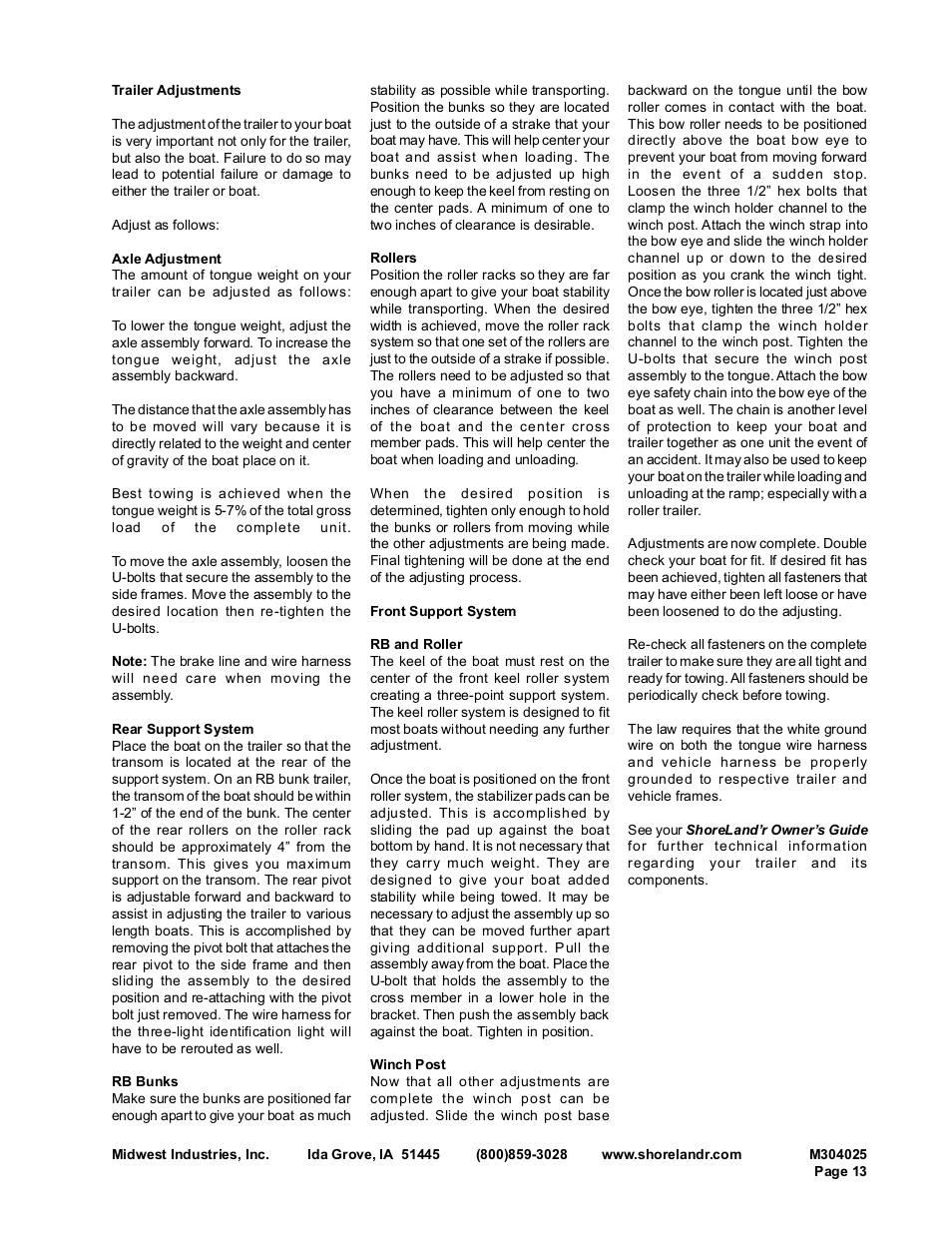 ShoreLand'r SLB68T User Manual | Page 13 / 14