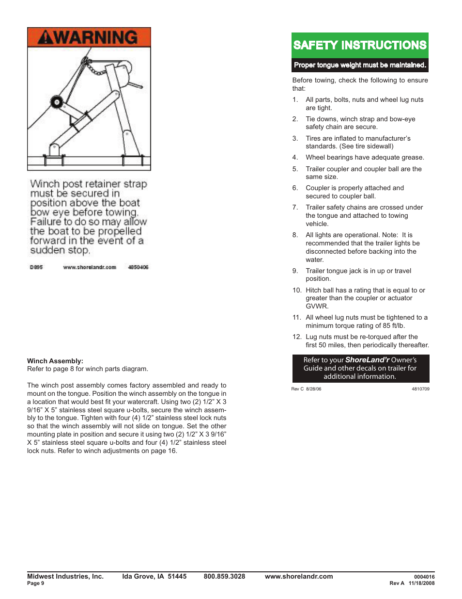 Safety instructions | ShoreLand'r SLB82TAL User Manual | Page 9 / 16