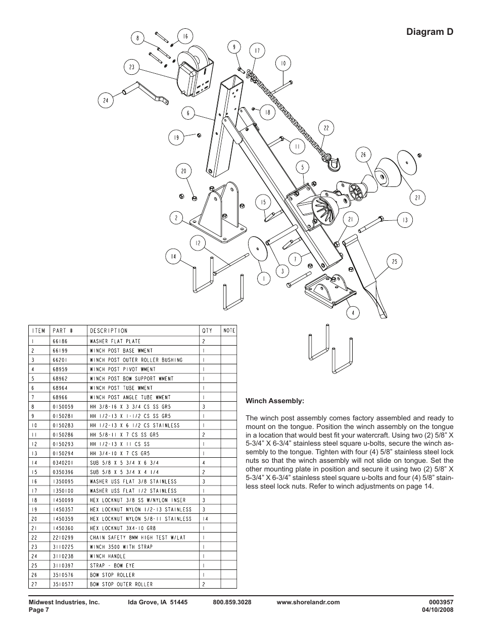 Diagram d | ShoreLand'r SLKB150TA User Manual | Page 7 / 16