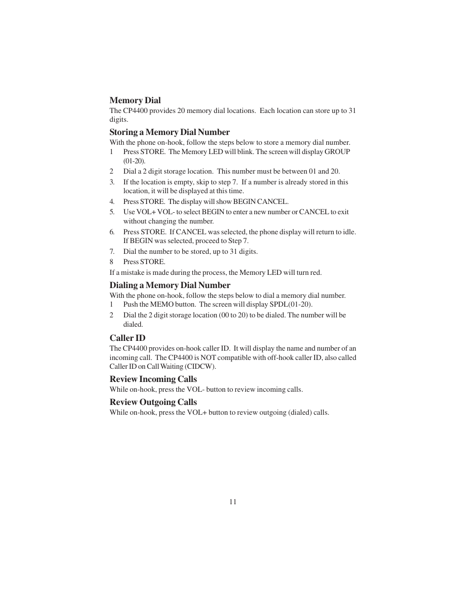 Cortelco CP4400 User Manual | Page 11 / 16