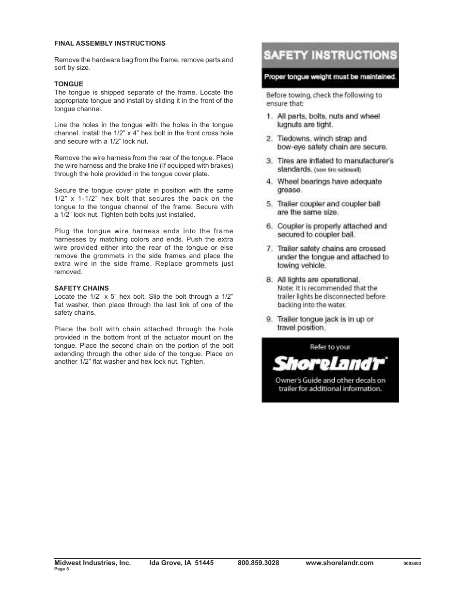 ShoreLand'r SLR2313LW User Manual | Page 5 / 10